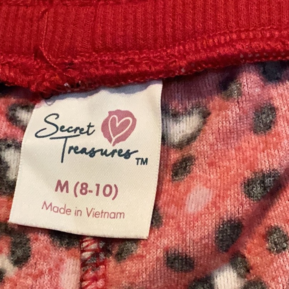 Red Leopard Print velvet, soft, joggers, pajama Pants - Picture 6 of 6